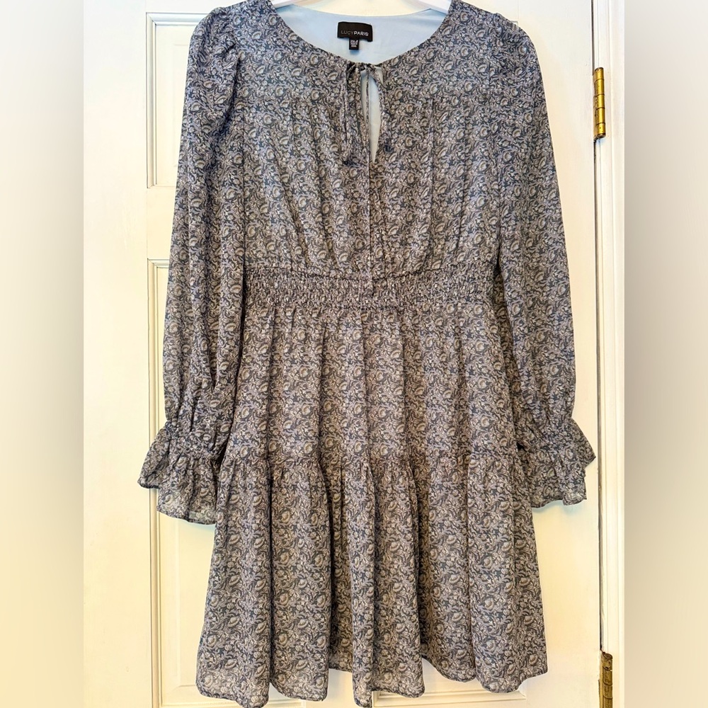 Lucy Paris Blue and Gray Mini Dress